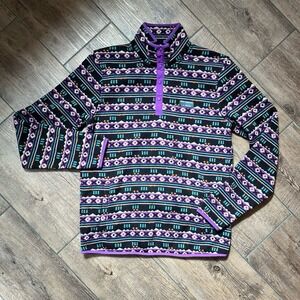 L.L. Bean Aztec Pattern T Snap Pullover Fleece Slightly Fitted Men's Medium Tall